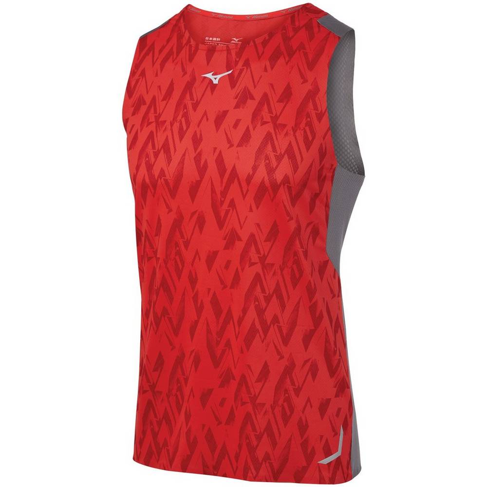 Camiseta De Tirantes Mizuno Aero Hombre Rojas Baratas HYFA-63240